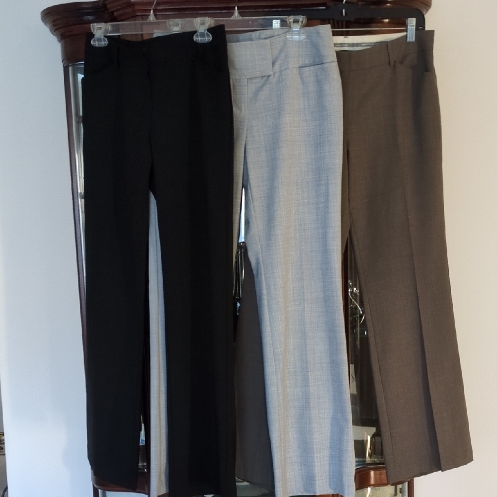 Express Editor Stylish Black, Gray, and Tan Trousers Set Size 6 - Picture 1 of 9